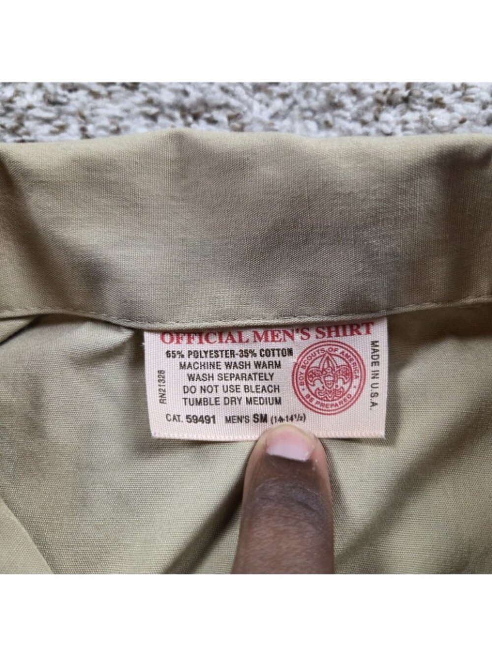 Boy Scouts of America Shirt Mens Small Beige Button Up - Picture 2 of 7